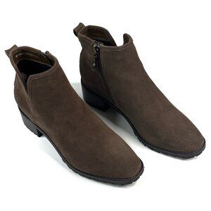 Blondo Sawyer Taupe Suede Waterproof Ankle Boots Women's Size 7.5M Side Zip New